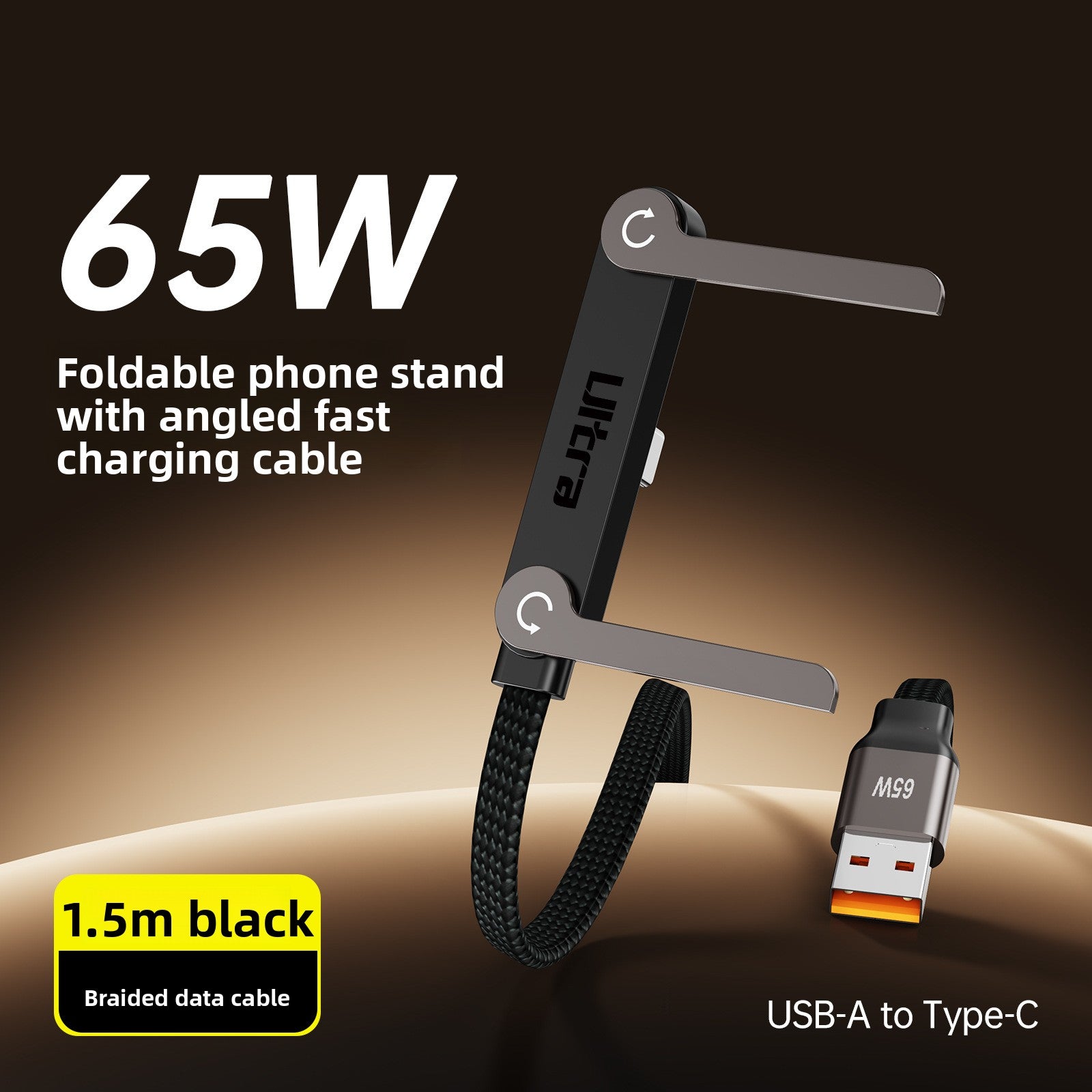Folding stand, elbow braided charging cable